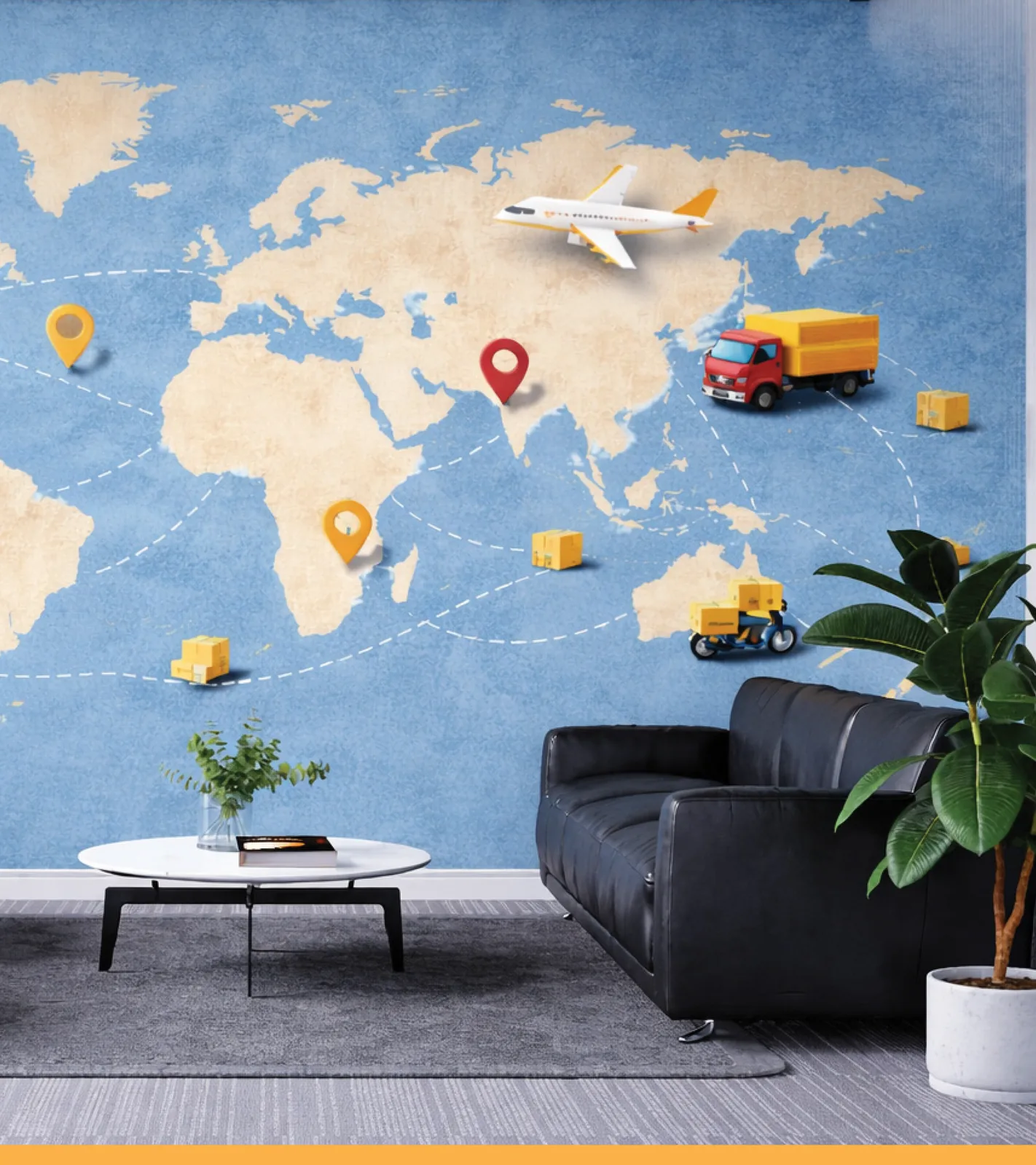 Wallpaper example in a living room interior